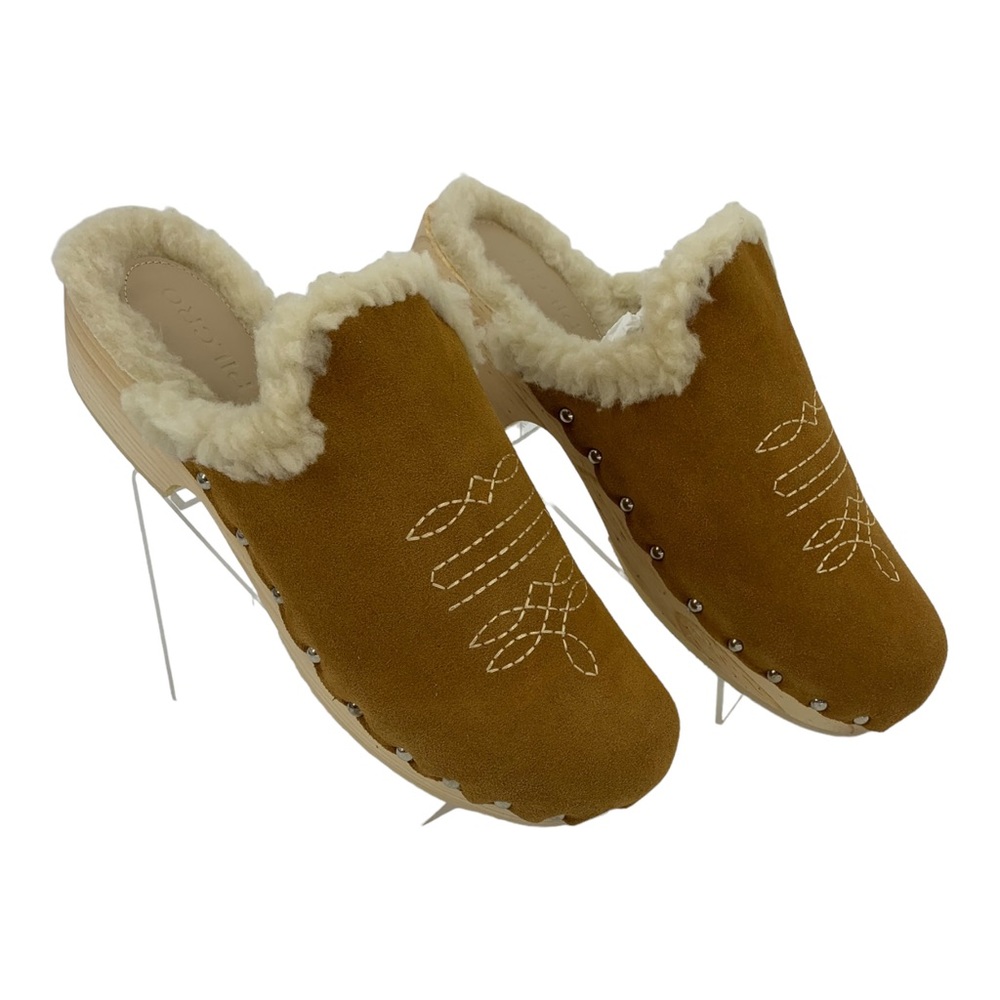 NIB ANTHROPOLOGIE PICRO WOVEN SHEARLING-LINED CLOGS (TAN SUEDE) SIZE… - Picture 6 of 11